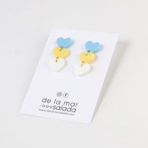 3 CORAZONES PASTEL. Modelo azul
