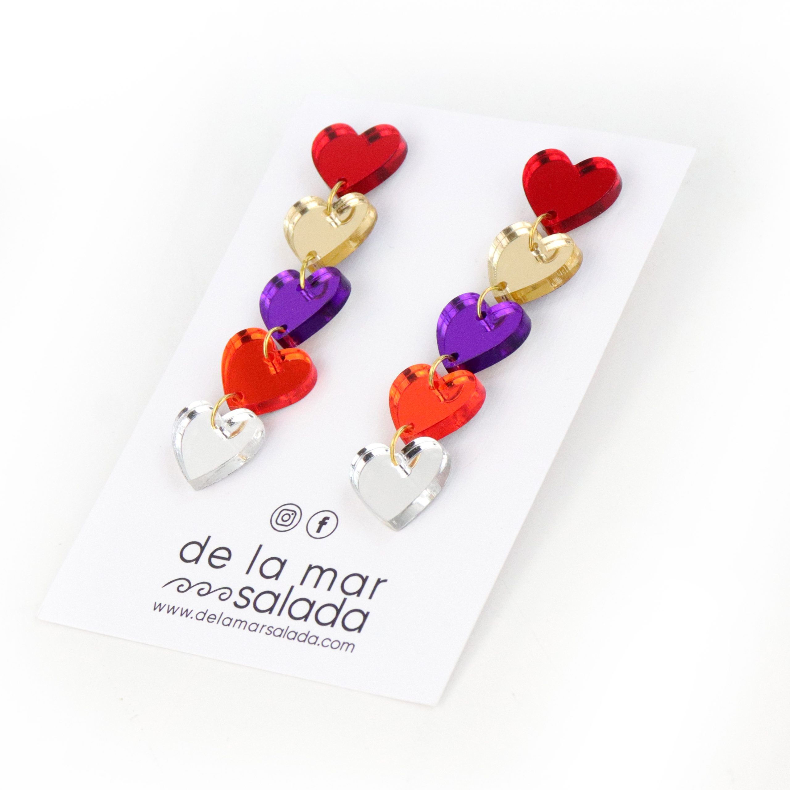 5 CORAZONES PARTY (Rojo, dorado, morado, naranja y plateado)