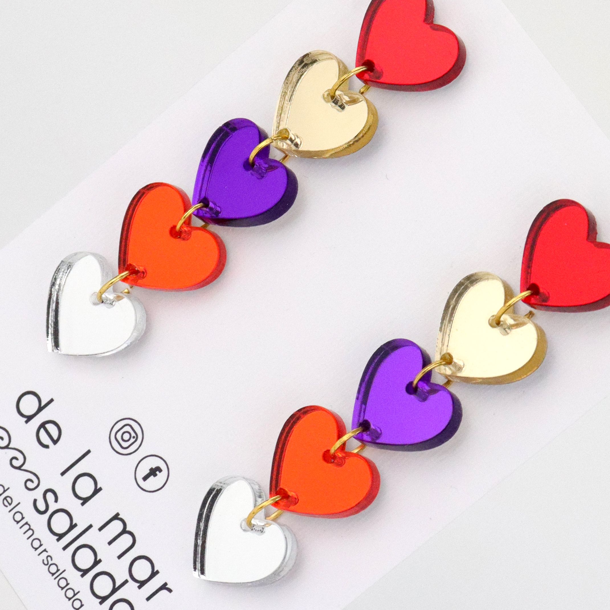 5 CORAZONES PARTY (Rojo, dorado, morado, naranja y plateado) - Imagen 2
