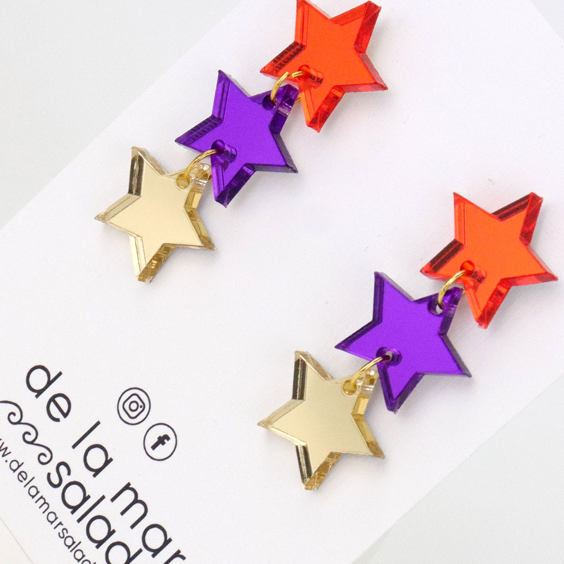 3 ESTRELLAS PARTY (Naranja, morado y dorado) - Imagen 2