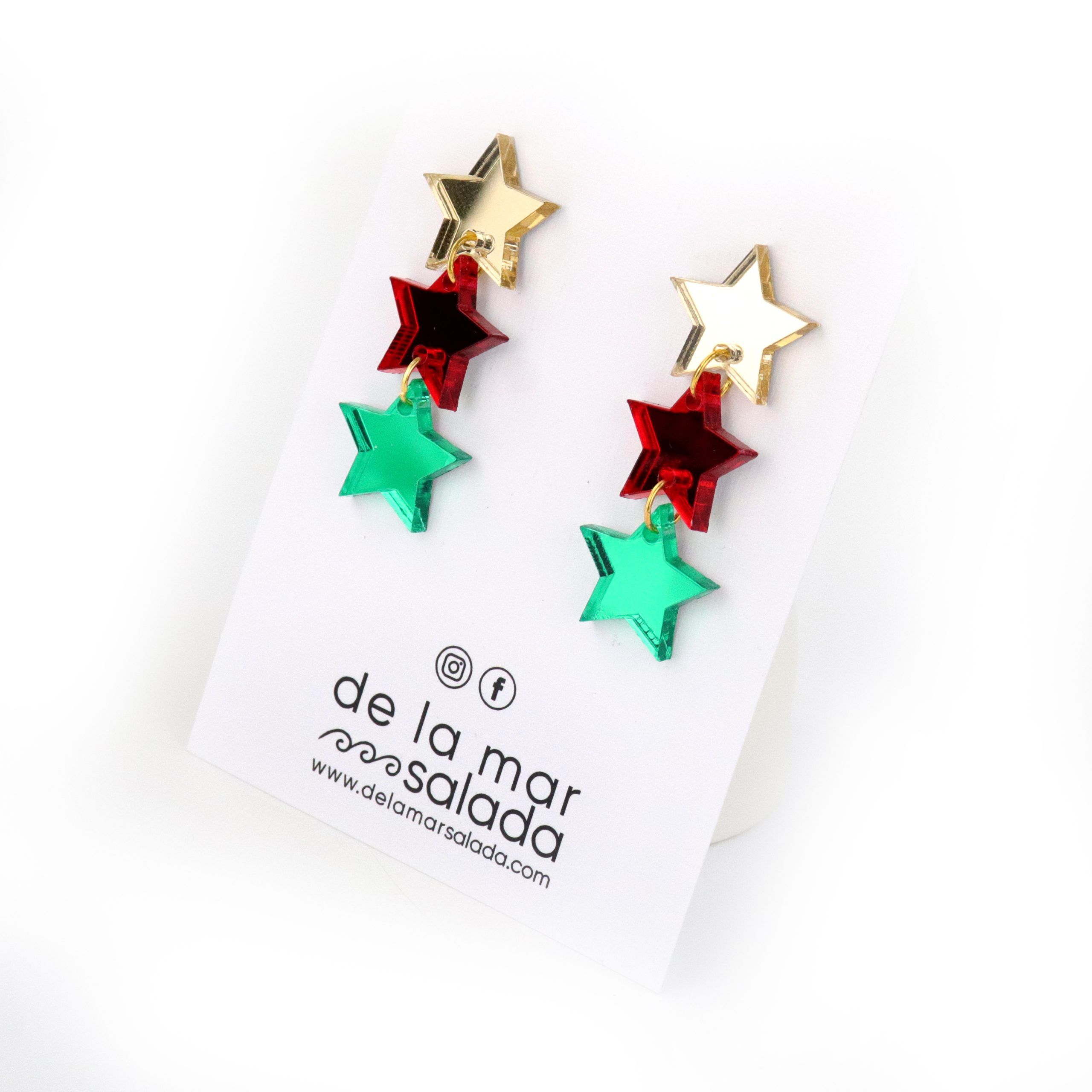 3 ESTRELLAS PARTY NAVIDAD (Rojo, verde y dorado)