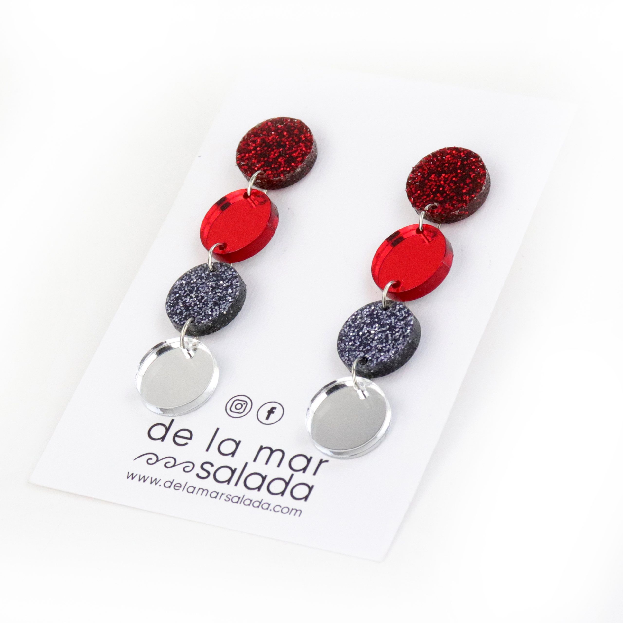 4 TOPOS PARTY (Glitter rojo, rojo, gris glitter y plateado)