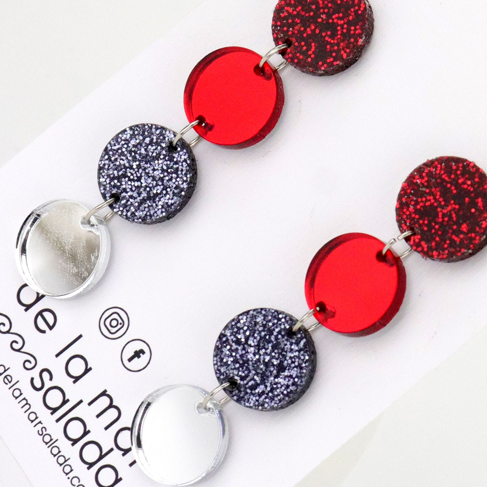 4 TOPOS PARTY (Glitter rojo, rojo, gris glitter y plateado) - Imagen 2